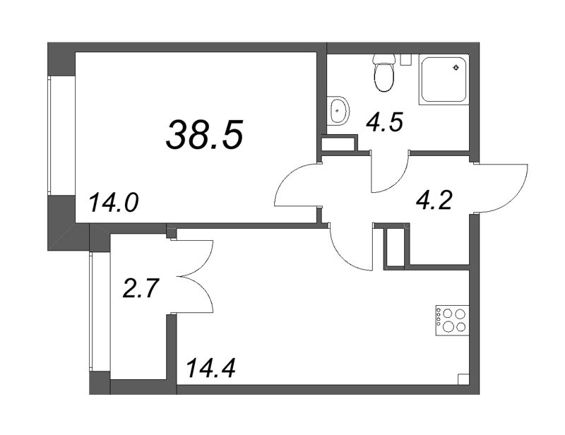 1 ккв 38,6 м²
