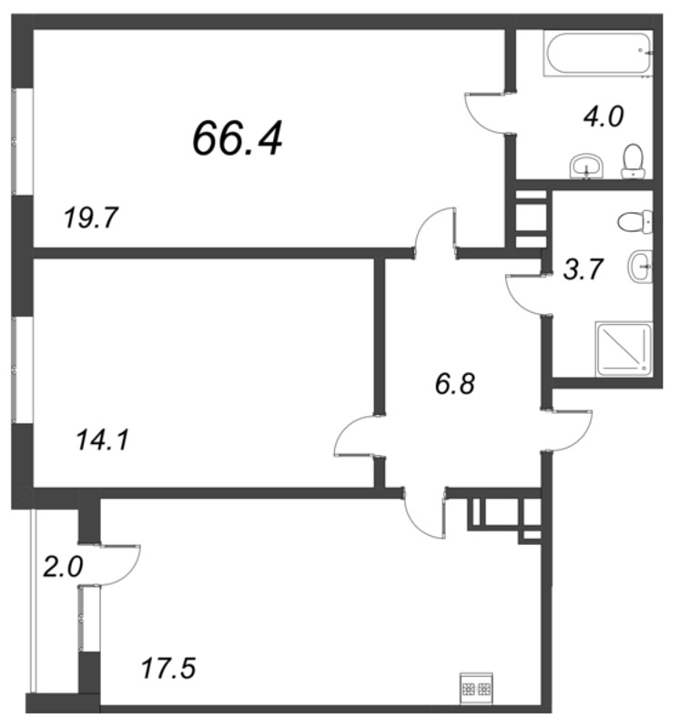 3 ккв (Евро) 66,3 м²