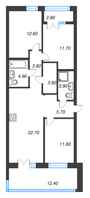 4 ккв (Евро) 85,9 м²