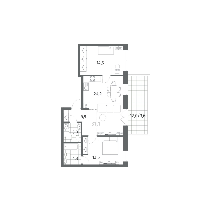 3 ккв (Евро) 71,1 м²