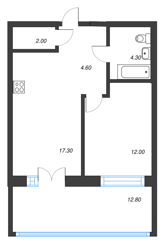 2 ккв (Евро) 44,2 м²