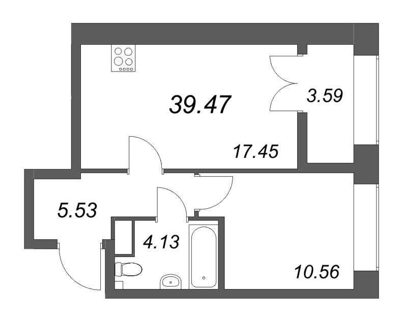 2 ккв (Евро) 39,5 м²