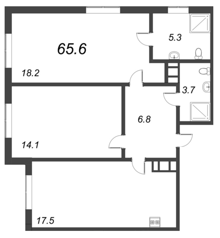 3 ккв (Евро) 65,6 м²