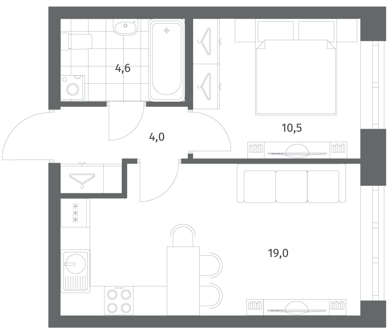 2 ккв (Евро) 38,2 м²