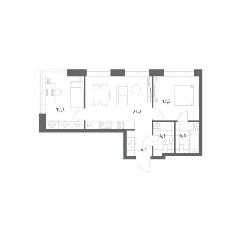 3 ккв (Евро) 58,3 м²