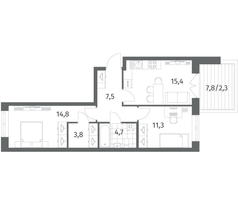 3 ккв (Евро) 59,9 м²