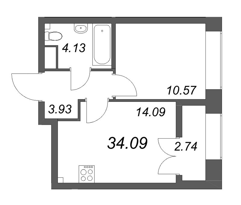 1 ккв 34,1 м²