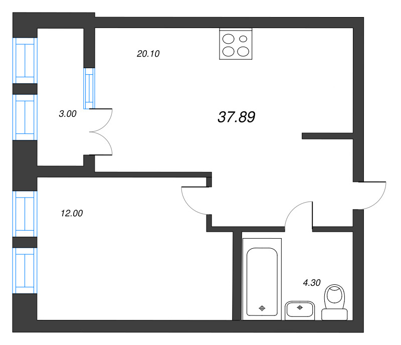 2 ккв (Евро) 37,9 м²