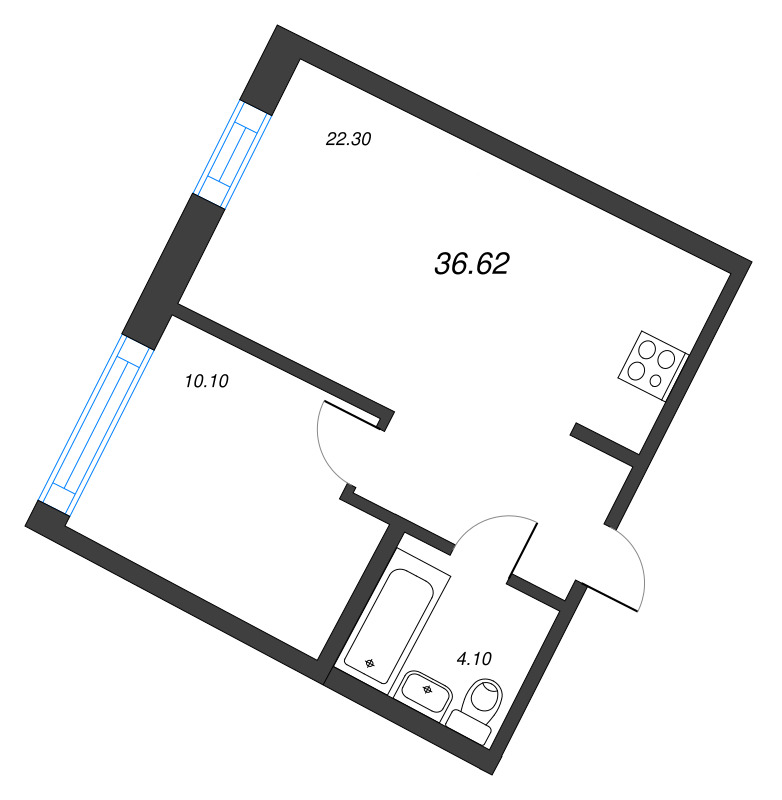 2 ккв (Евро) 36,6 м²