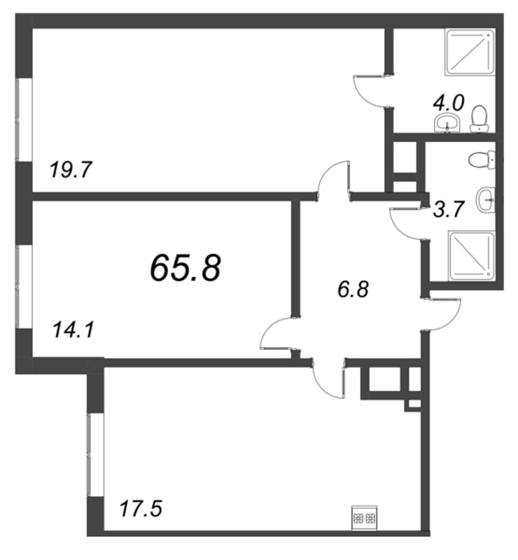 3 ккв (Евро) 65,8 м²