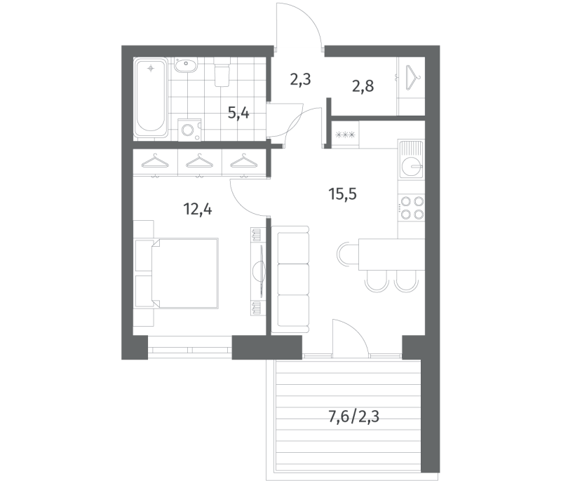 2 ккв (Евро) 40,7 м²