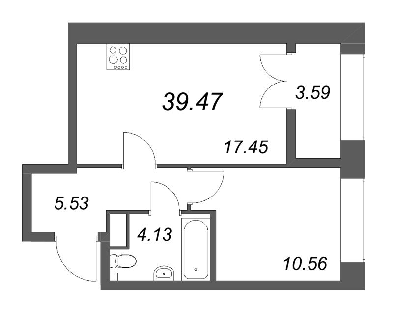 2 ккв (Евро) 39,5 м²