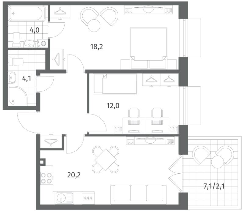 3 ккв (Евро) 67,8 м²