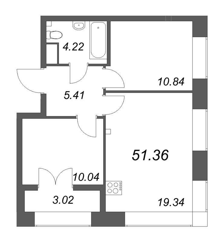 3 ккв (Евро) 51,4 м²