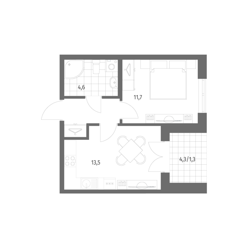 1 ккв 35,3 м²