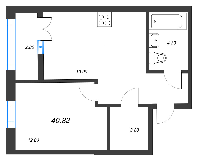 2 ккв (Евро) 40,8 м²