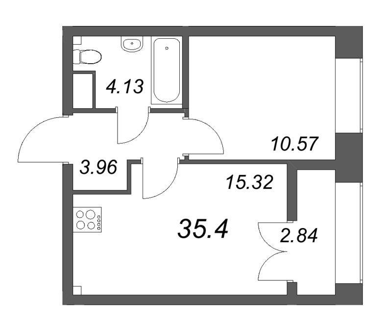 2 ккв (Евро) 35,4 м²
