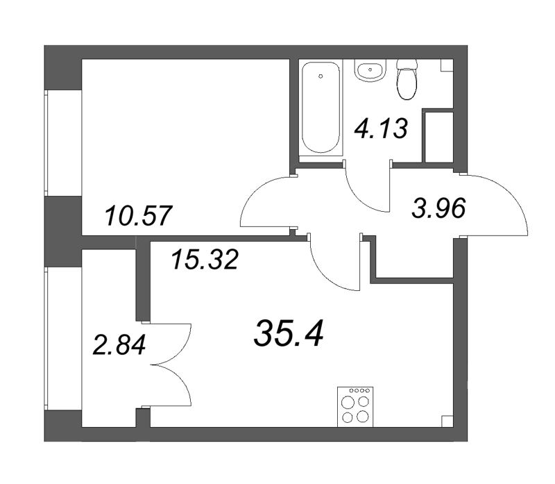 2 ккв (Евро) 35,4 м²