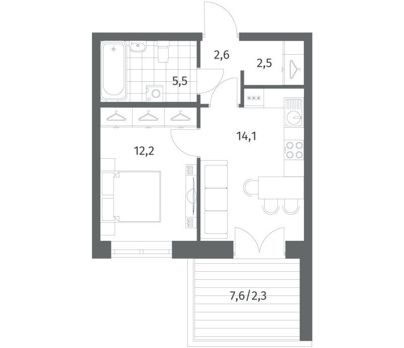 1 ккв 38,9 м²