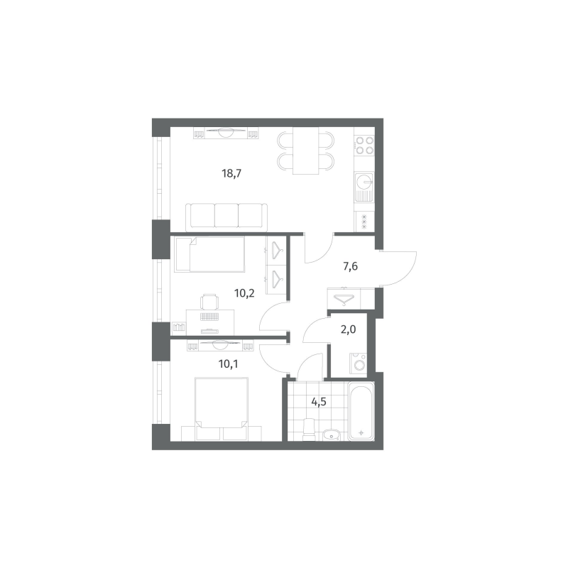 3 ккв (Евро) 53 м²