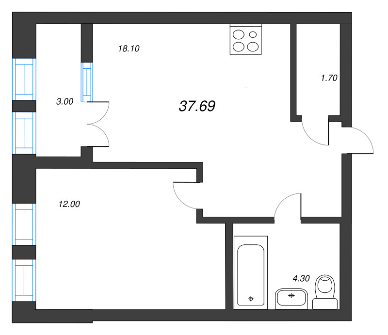 2 ккв (Евро) 37,7 м²