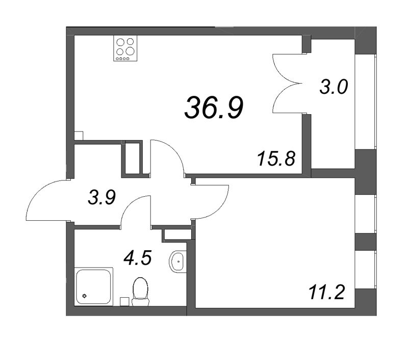 2 ккв (Евро) 36,9 м²