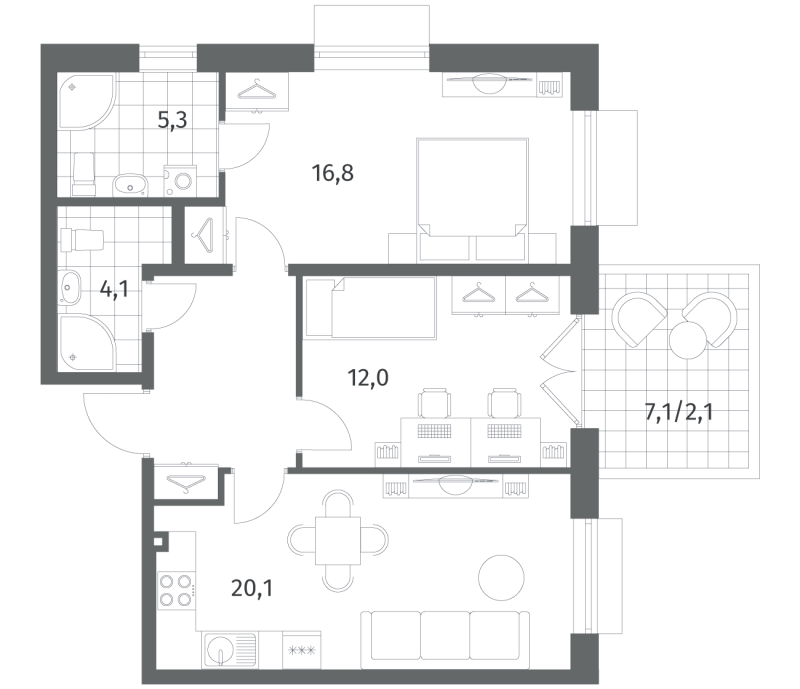 3 ккв (Евро) 67,6 м²