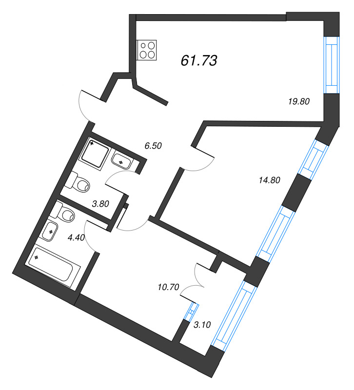 3 ккв (Евро) 61,9 м²