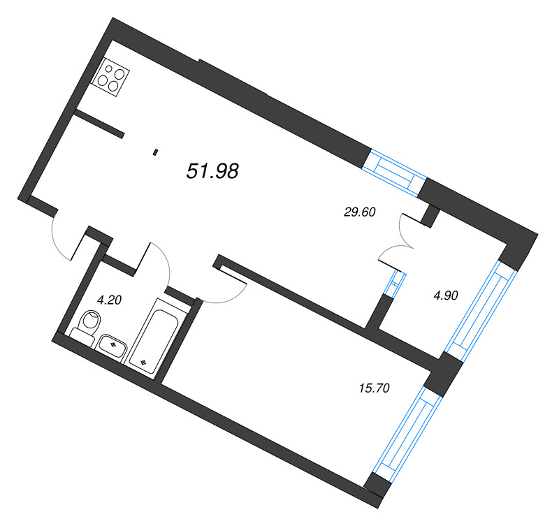 2 ккв (Евро) 52 м²