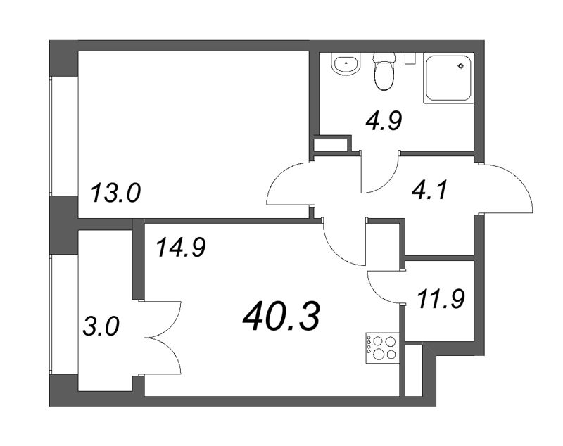 1 ккв 40,2 м²