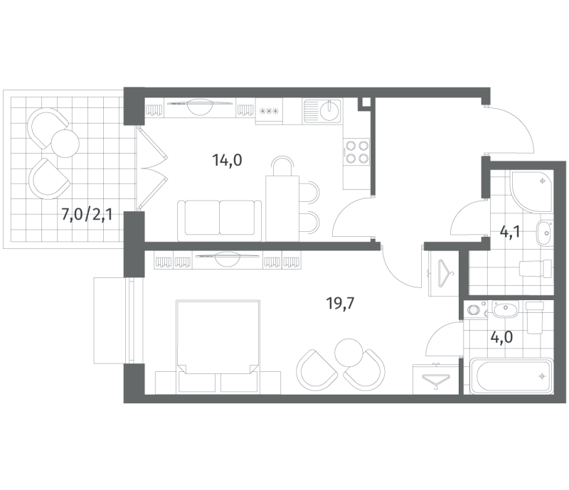 1 ккв 50,7 м²