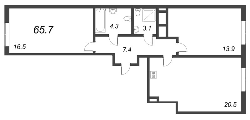 3 ккв (Евро) 65,7 м²