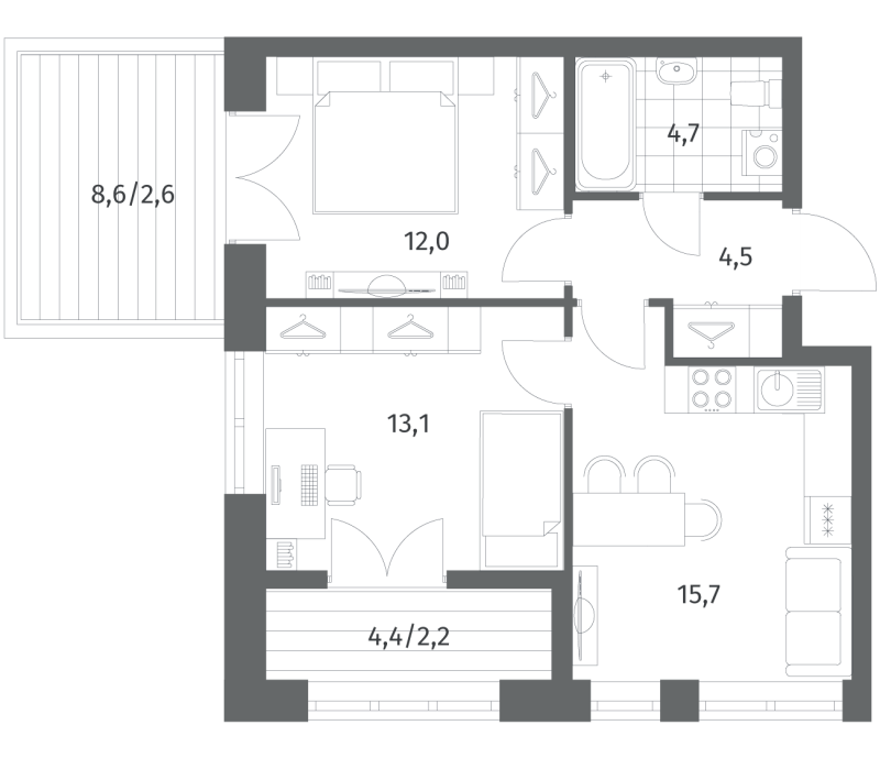 3 ккв (Евро) 54,9 м²