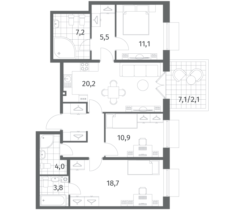 4 ккв (Евро) 92,2 м²