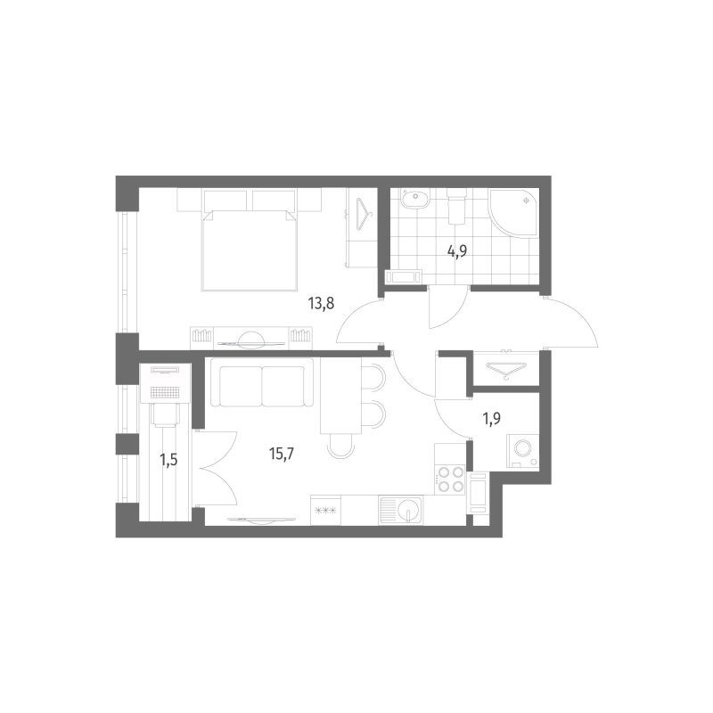 2 ккв (Евро) 41,9 м²
