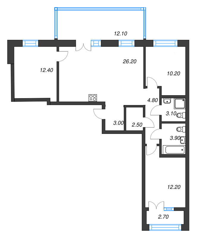 4 ккв (Евро) 83,4 м²