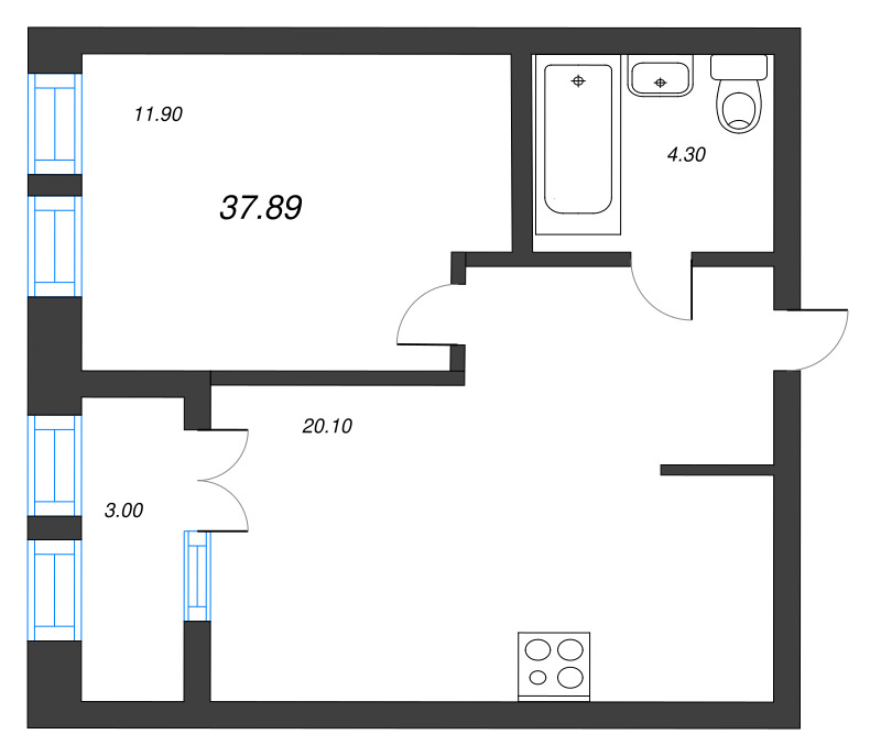 2 ккв (Евро) 37,9 м²