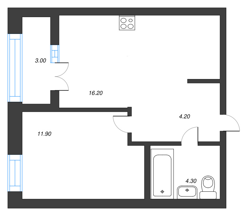 2 ккв (Евро) 38,2 м²