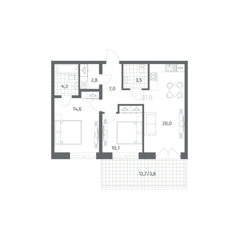 2 ккв (Евро) 66,2 м²