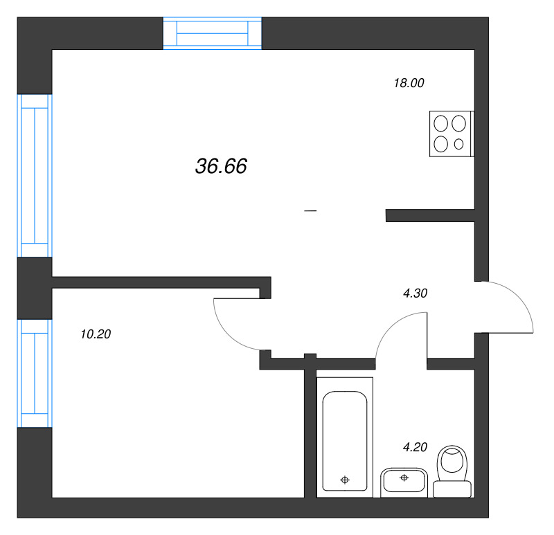 2 ккв (Евро) 36,8 м²
