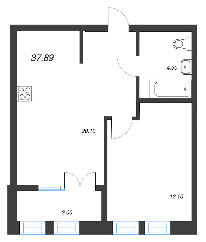 2 ккв (Евро) 37,9 м²