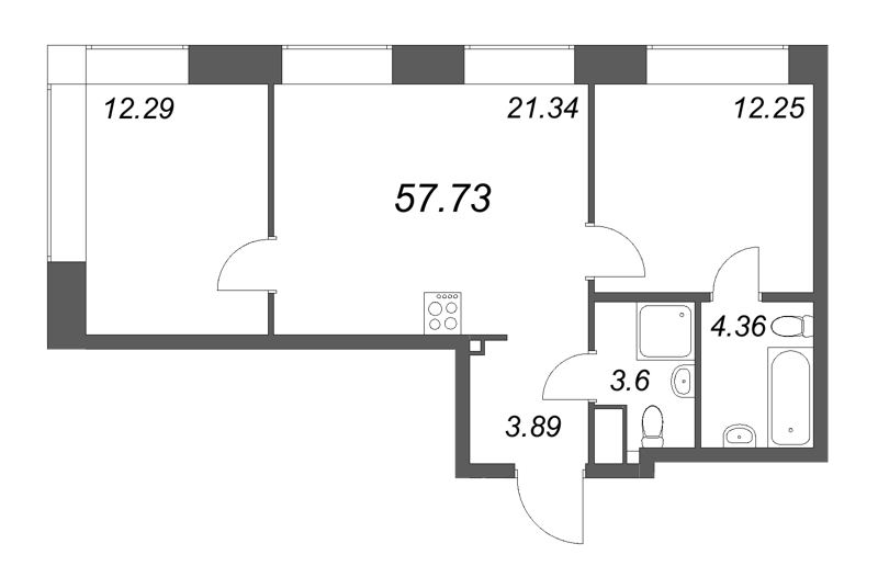 3 ккв (Евро) 57,7 м²