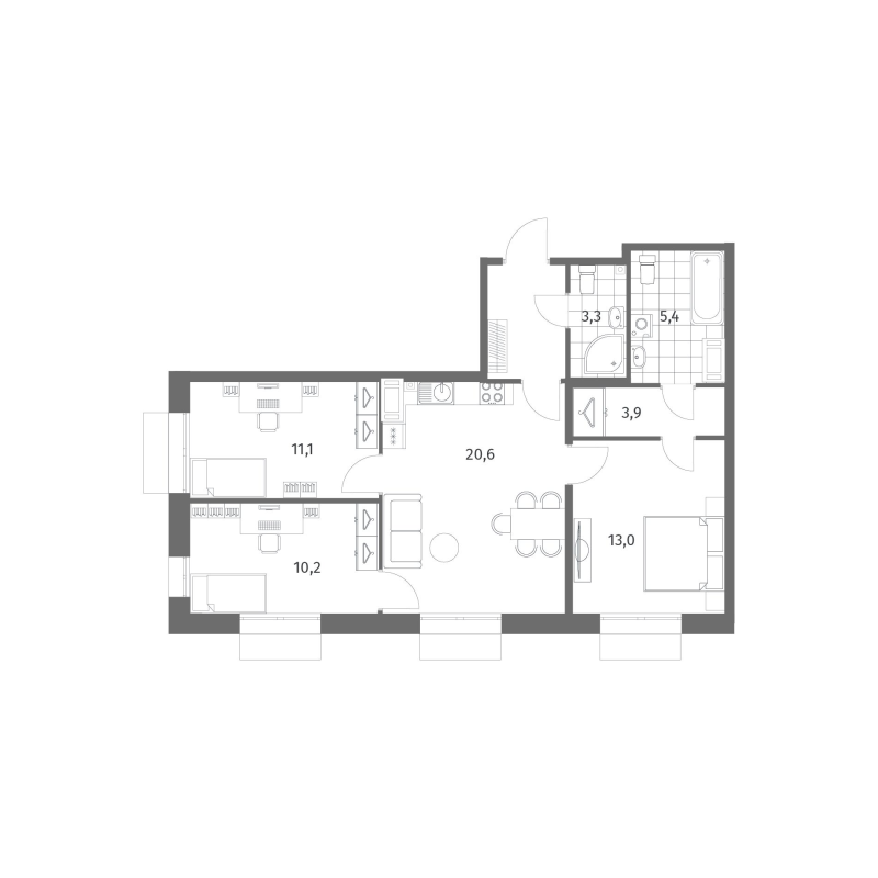 4 ккв (Евро) 71,7 м²