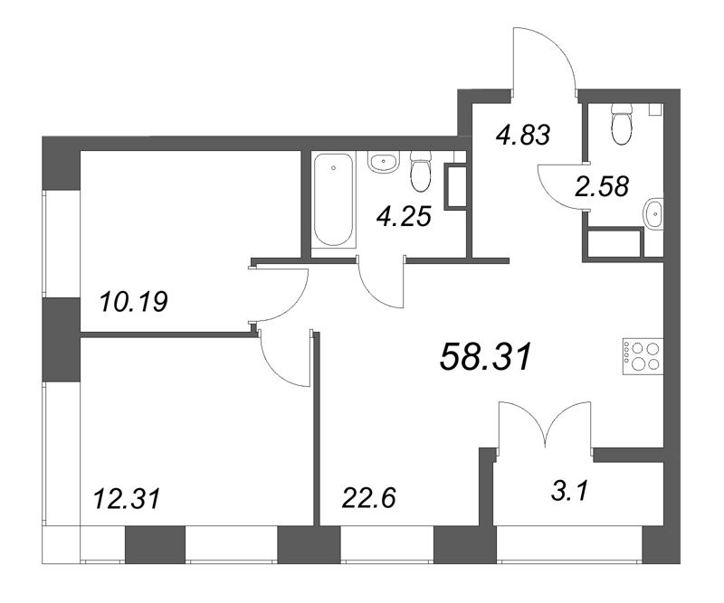 3 ккв (Евро) 58,3 м²