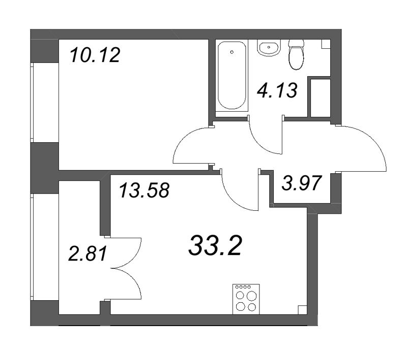 1 ккв 33,2 м²