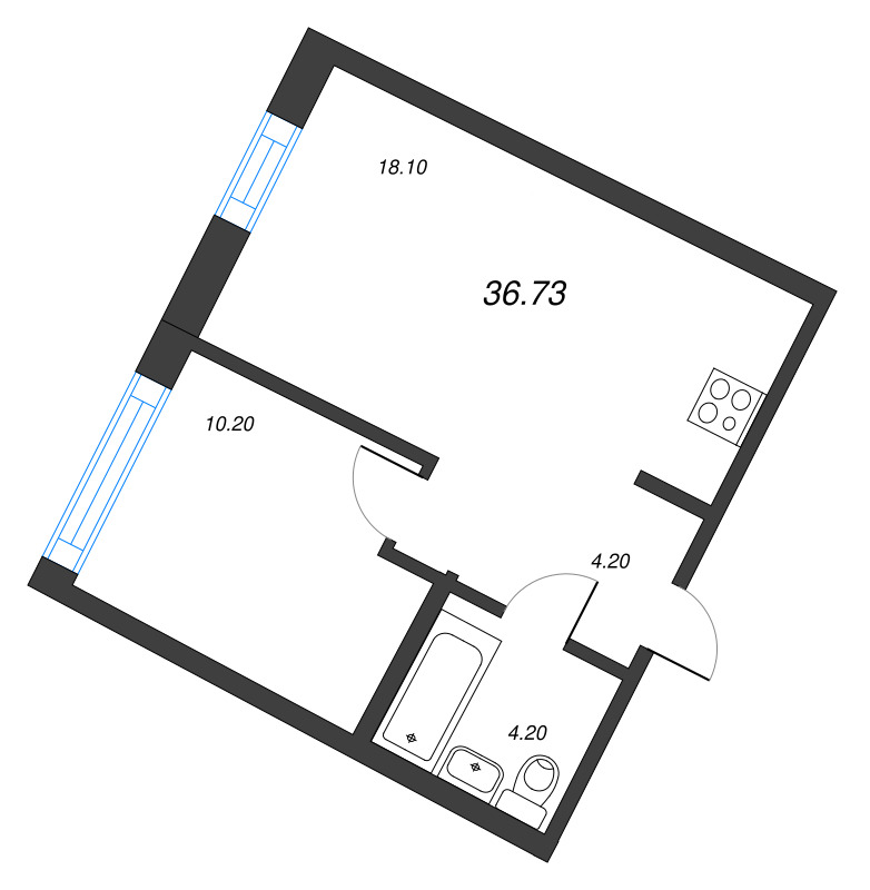 2 ккв (Евро) 36,7 м²