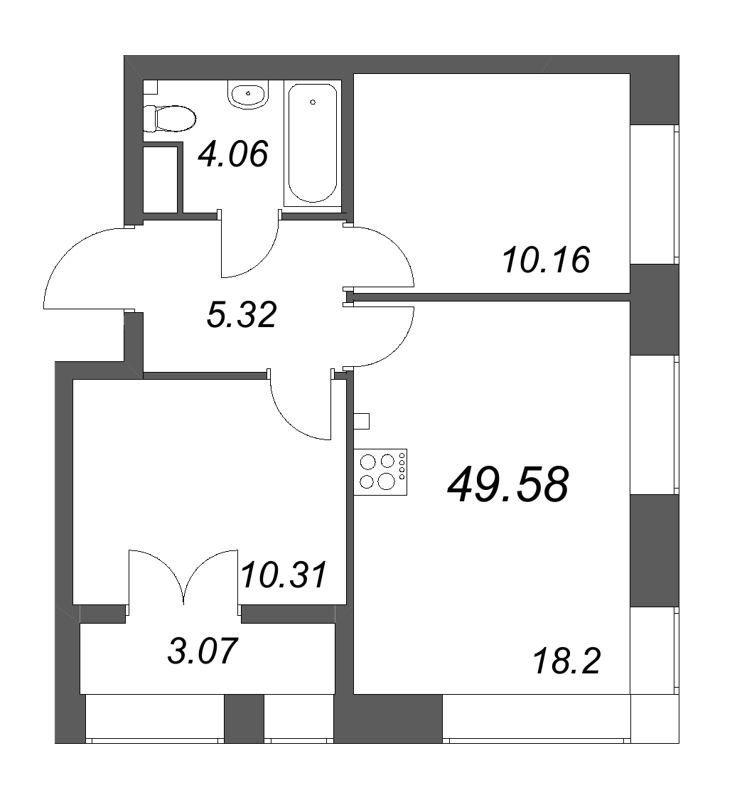 3 ккв (Евро) 49,6 м²