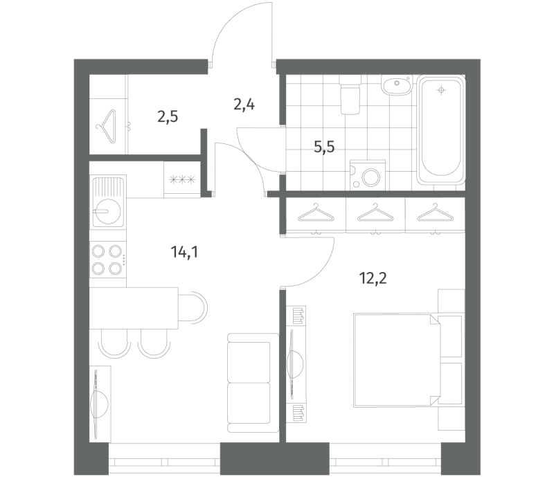 1 ккв 36,6 м²