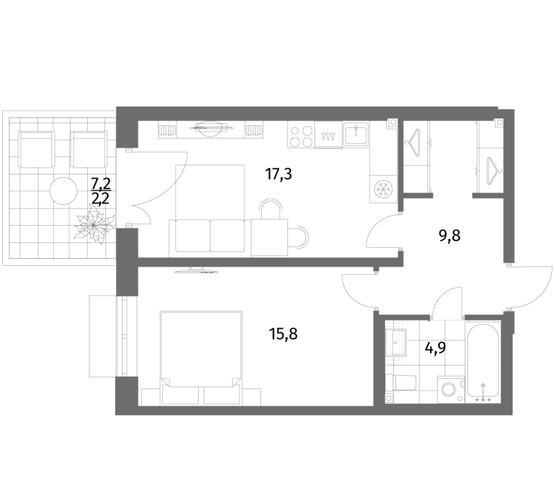 2 ккв (Евро) 50 м²