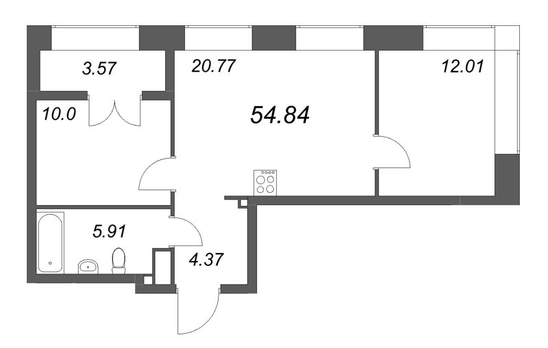 3 ккв (Евро) 54,8 м²
